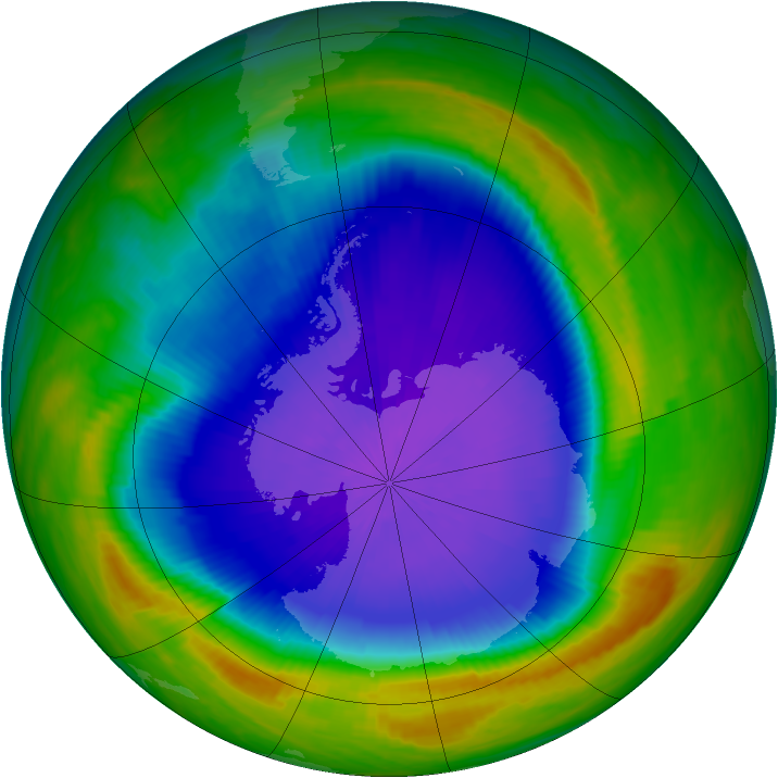 Antarctic ozone map for 02 October 1999